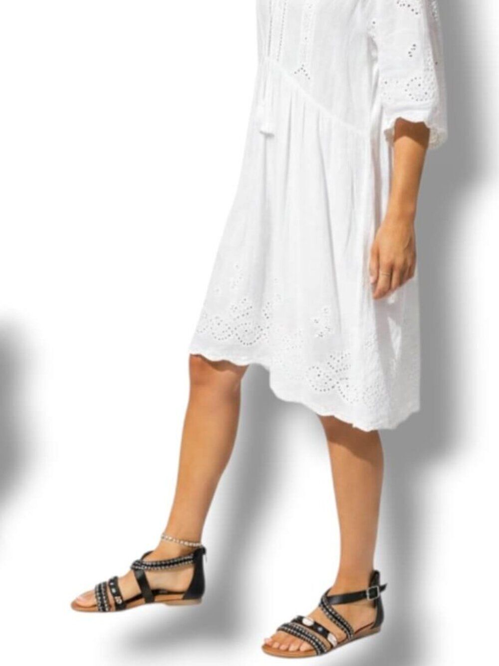 Boho Black Leather Embellished Gladiator Sandals 7.5 NWT